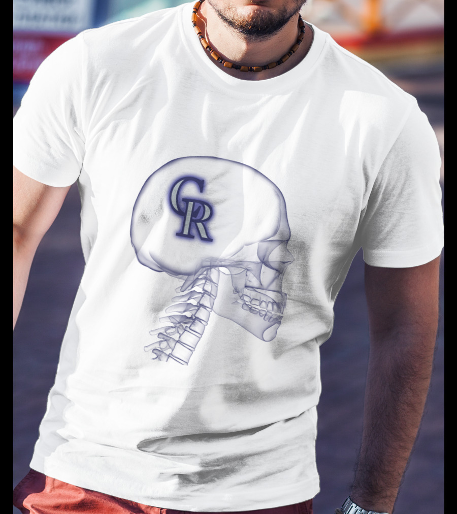 Colorado Rockies CR Logo Inside Human Skull X-Ray T-Shirt