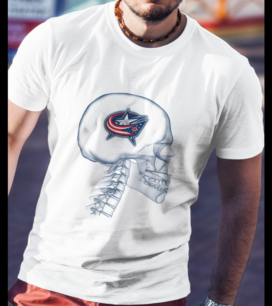 Columbus Blue Jackets Skull With Iconic Logo In My Brain T-Shirt