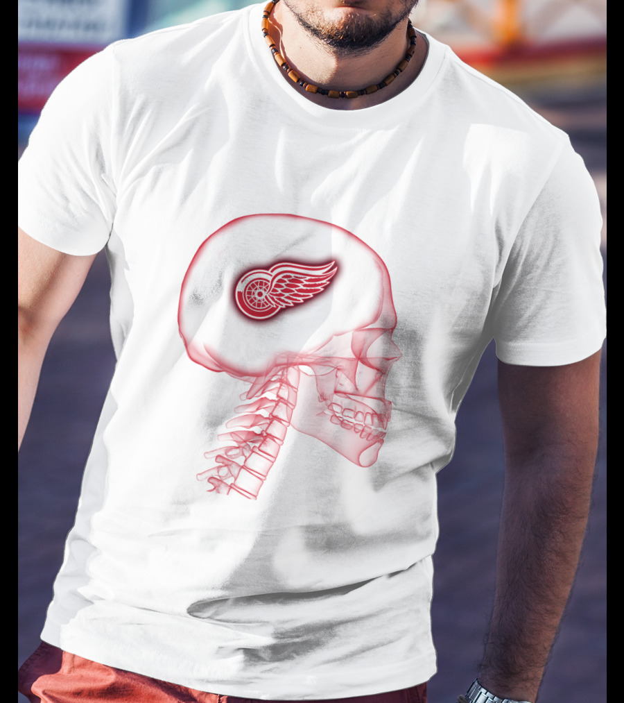 Detroit Red Wings Neon Skull Brain T-Shirt
