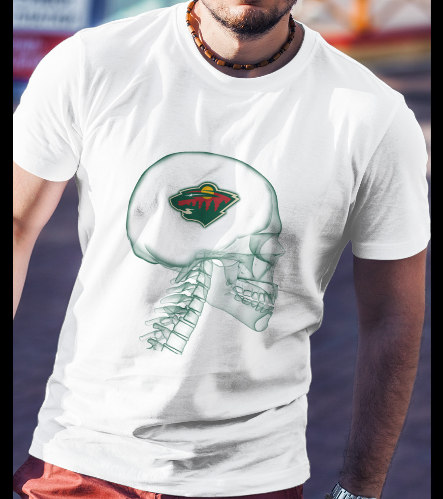 Minnesota Wild Logo Inside Skull Brain T-Shirt