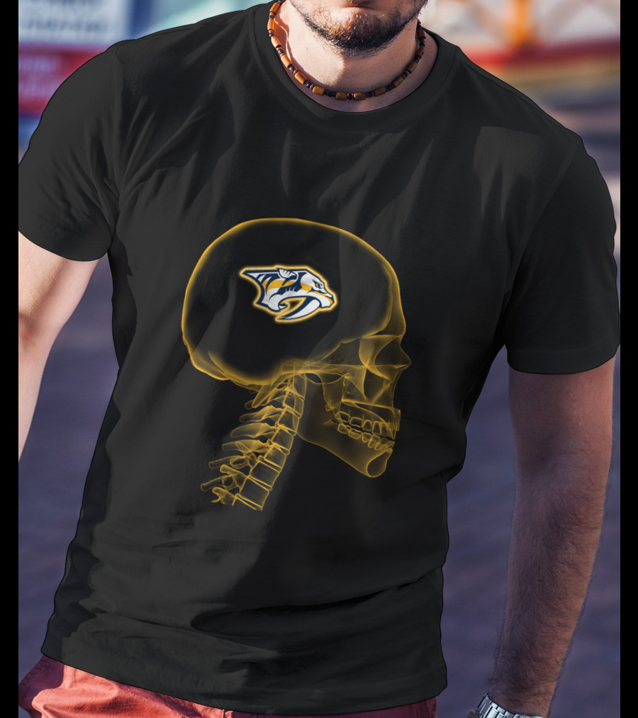 Nashville Predators Logo Inside Brain X-Ray Skull T-Shirt