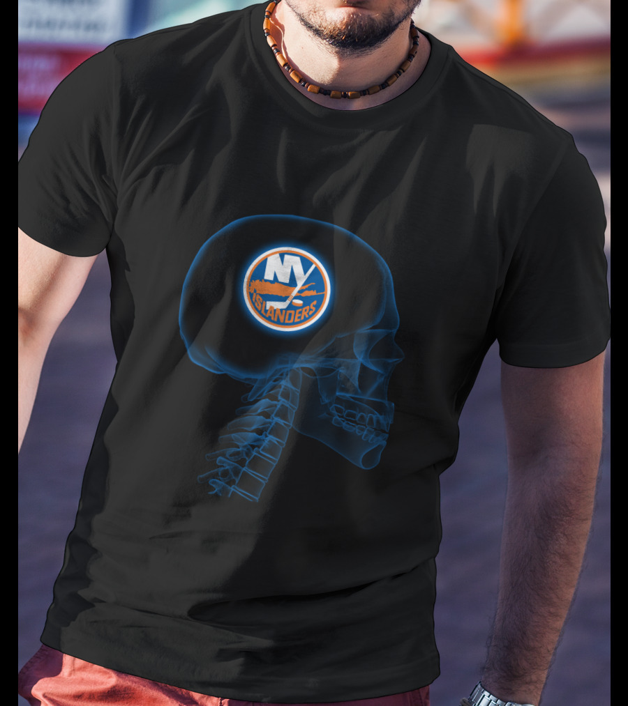 New York Islanders Logo Inside Skull Brain X-Ray T-Shirt