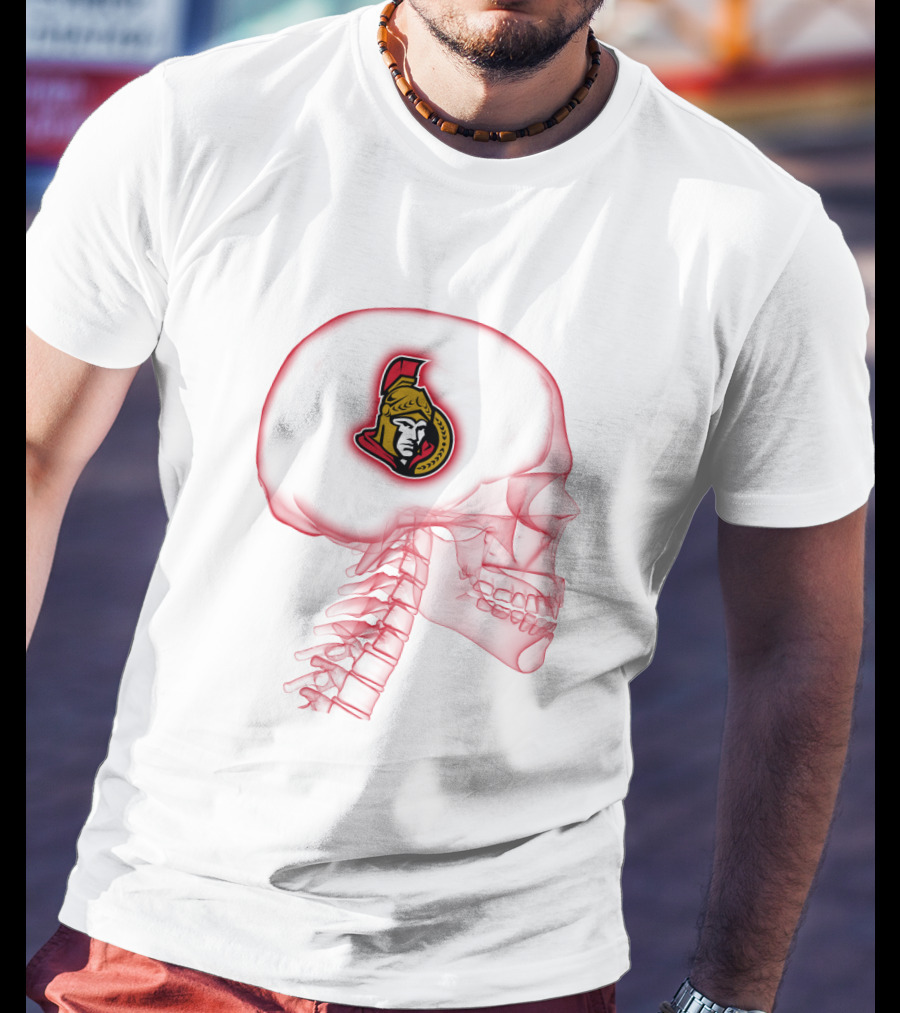 Ottawa Senators Logo Inside Skull Brain Outline T-Shirt