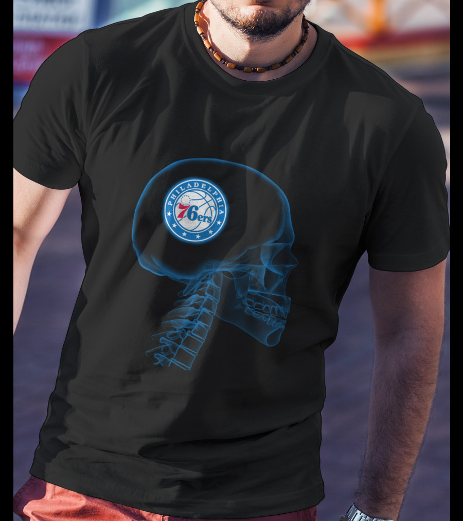 Philadelphia 76ers Logo X-Ray Brain Halloween Theme T-Shirt