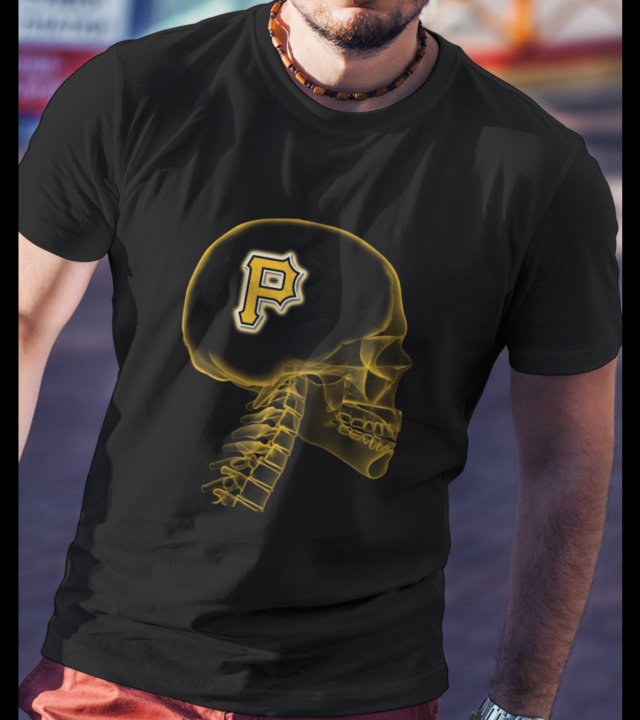 Pittsburgh Pirates Enthusiast Skull With Logo Brain X-Ray T-Shirt