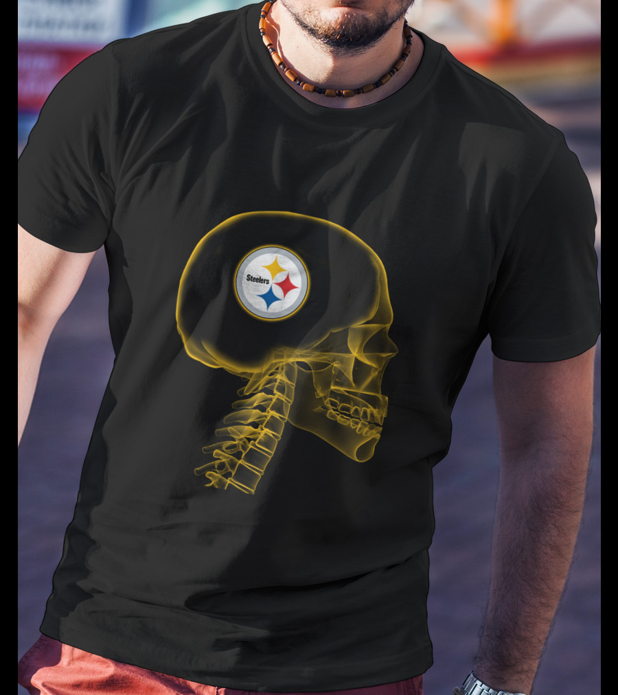 Pittsburgh Steelers Logo In Skull Halloween T-Shirt