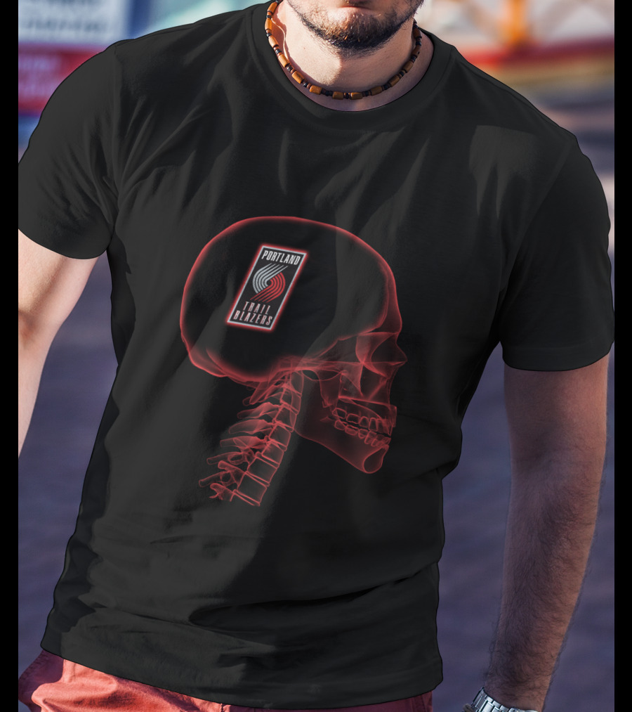 Portland Trail Blazers Skull Brain Halloween Theme T-Shirt