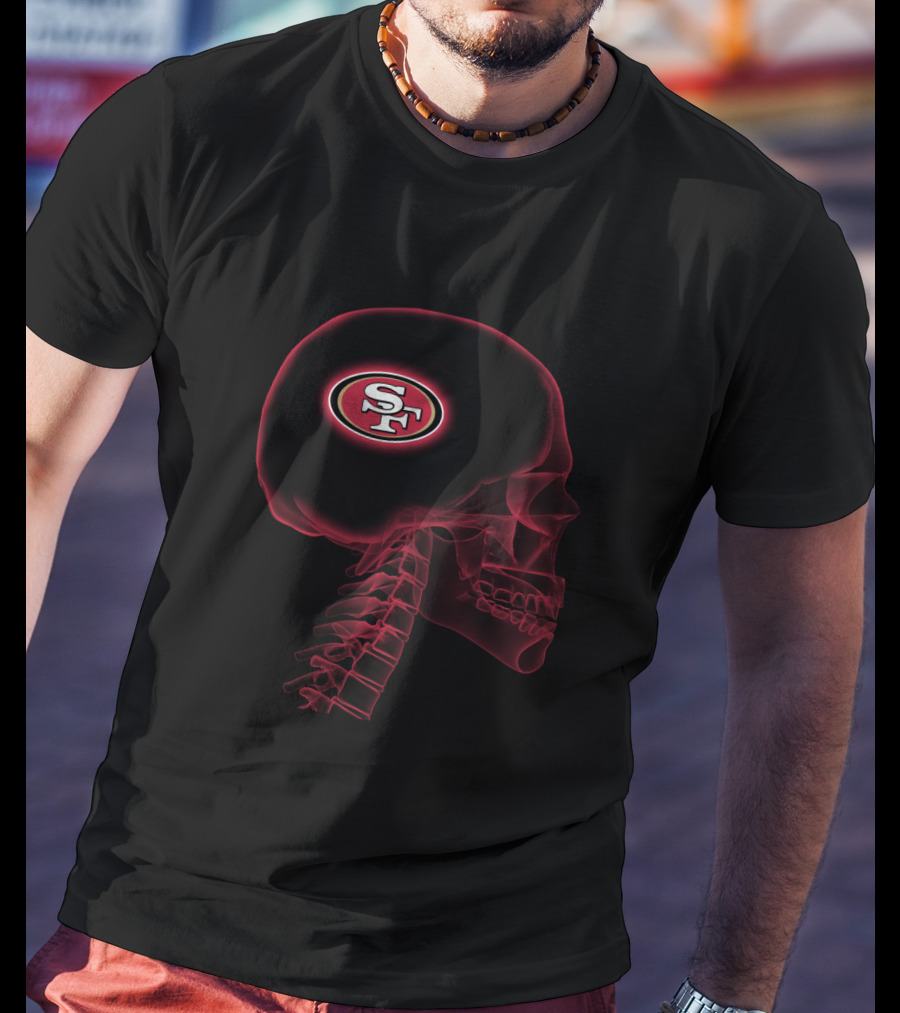 San Francisco 49ers Skull Logo Halloween Brain Theme T-Shirt