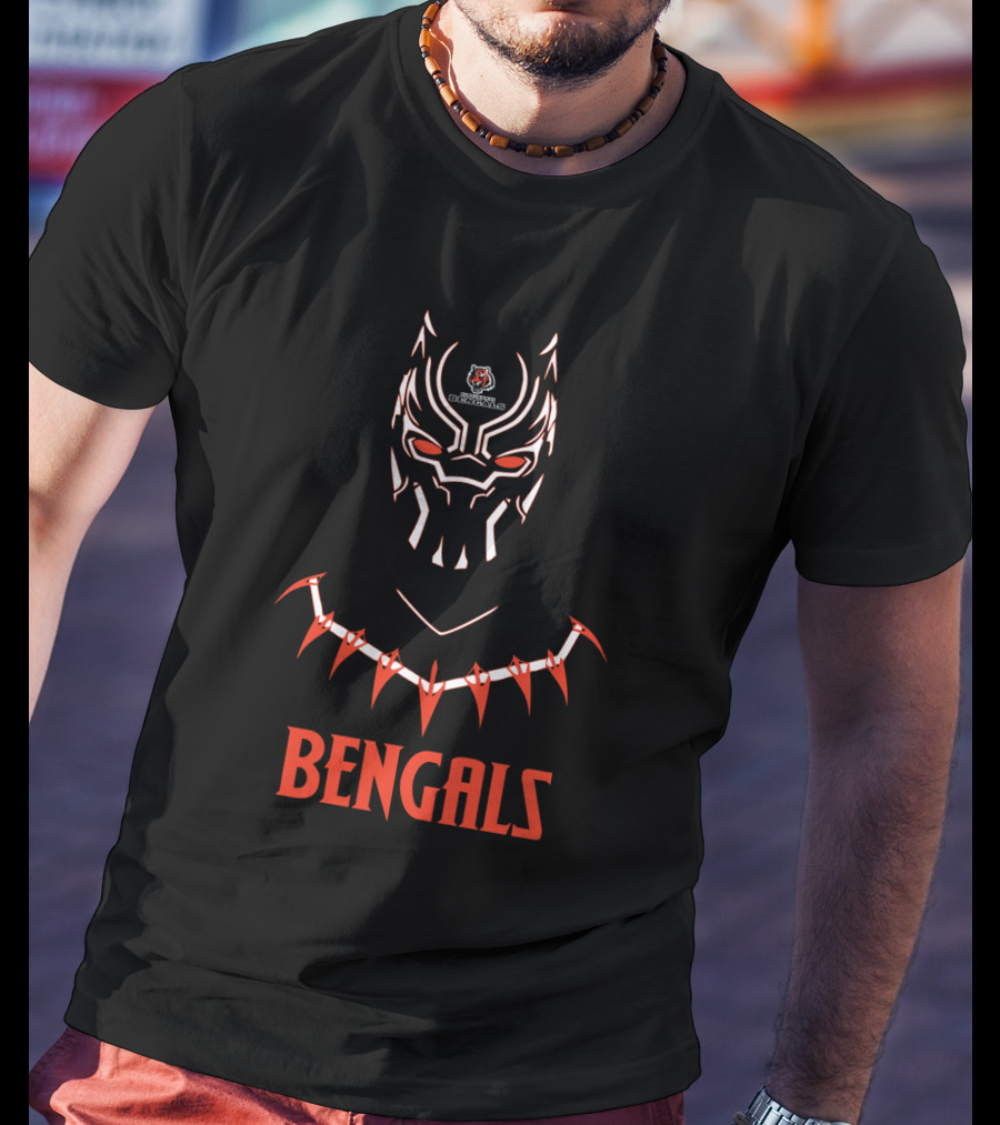 Black Panther Cincinnati Bengals Fans Marvel Nfl Collaboration T-Shirt