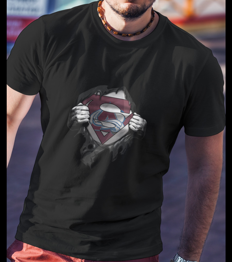 Superman Logo Colorado Avalanche Symbol Fan Crossover T-Shirt