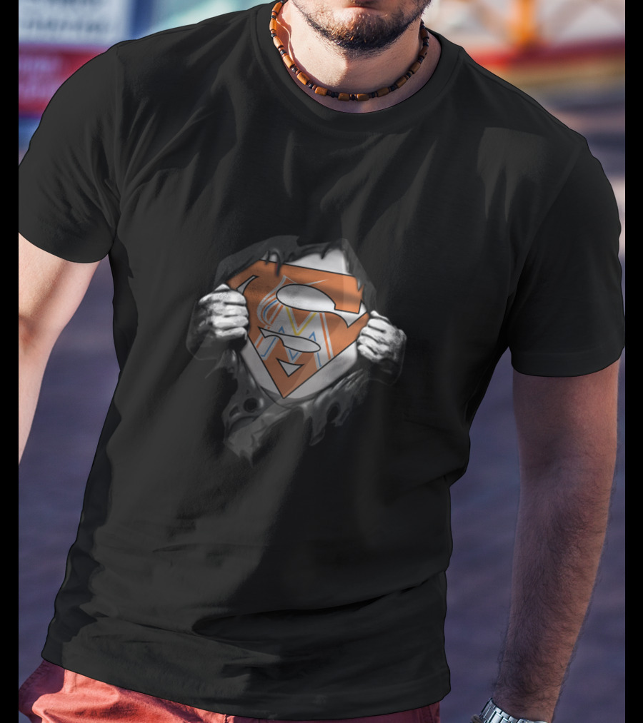 Superman Miami Marlins Logo Fans T-Shirt