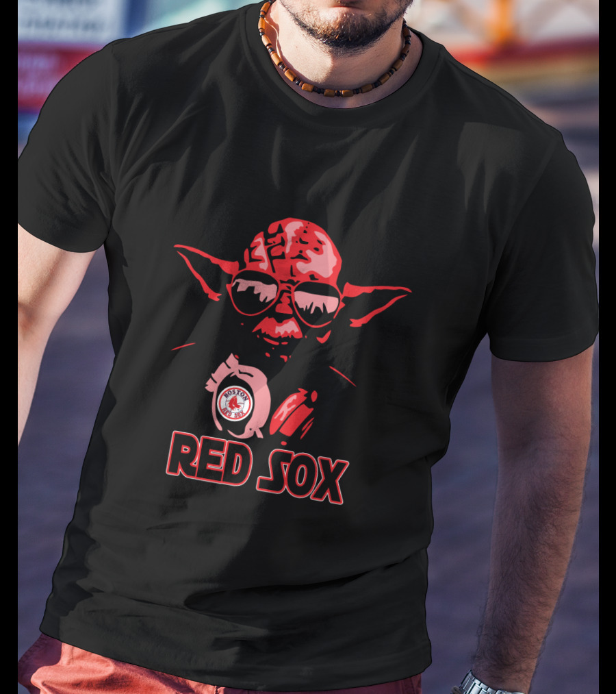 Yoda Wearing Red Sox Gear With Boston Red Sox Text And Star Wars Influence T-Shirt