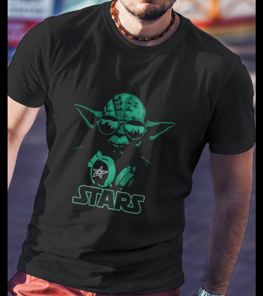 Yoda With Dallas Stars Logo And Sunglasses Fusion T-Shirt