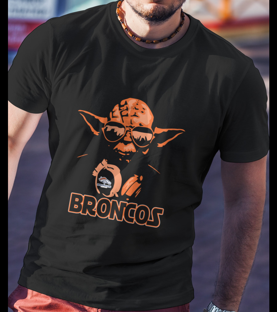 Yoda Broncos Sunglasses Fan With Denver T-Shirt