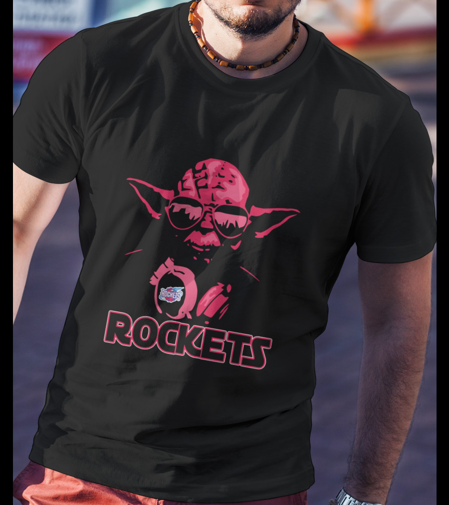 Yoda Star Wars Rockets Fans Wearing Sunglasses And Headphones T-Shirt