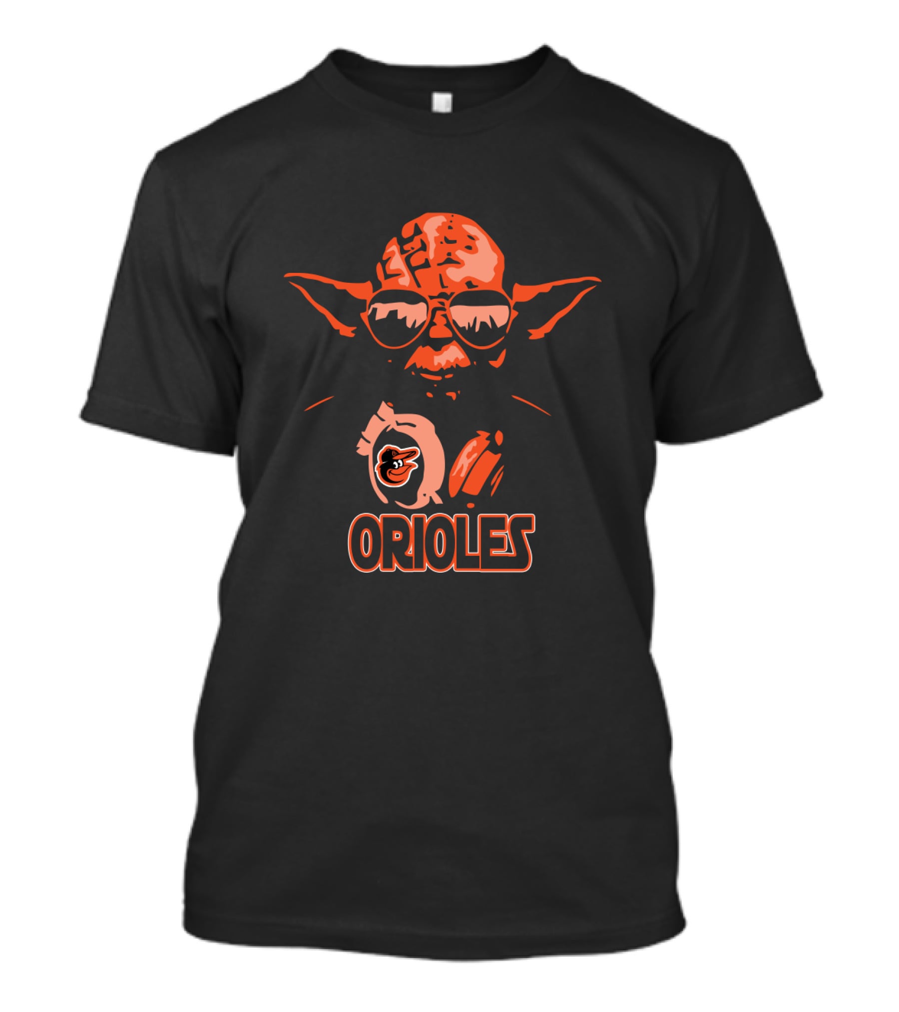 Yoda Orioles Fan Art Featuring Baltimore Team Logo And Sunglasses T-Shirt