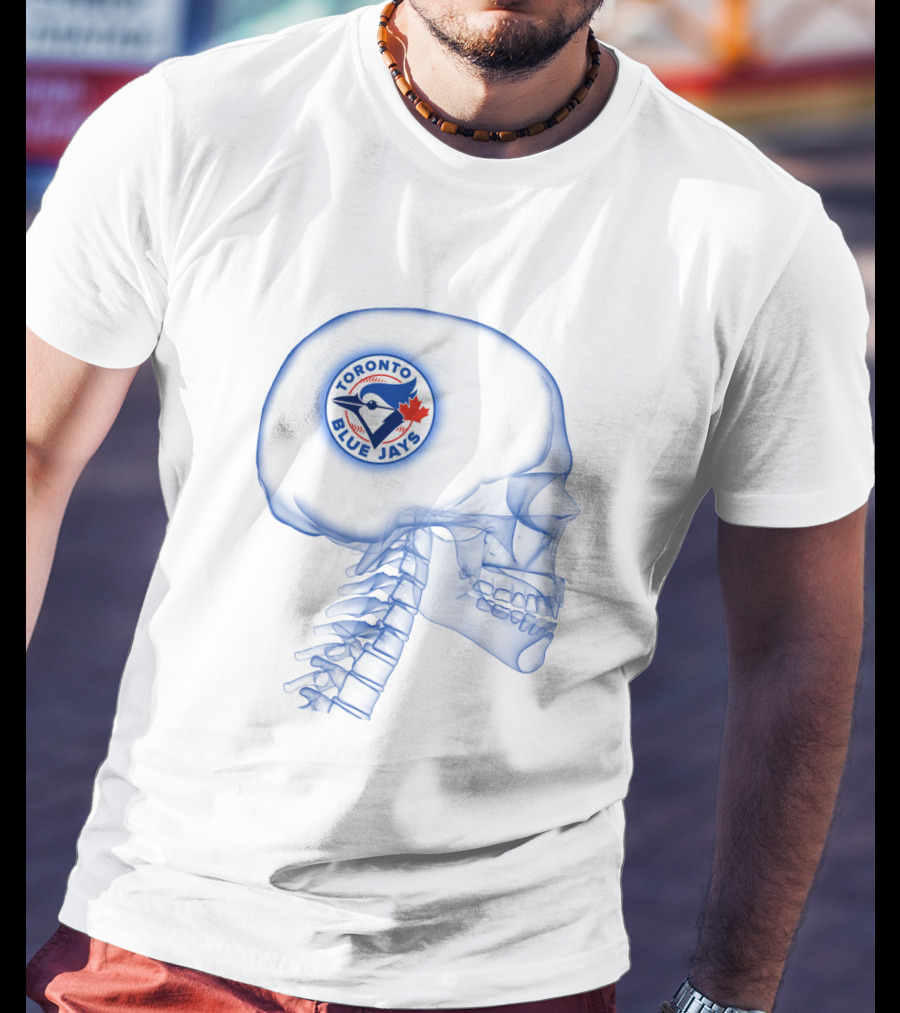 Toronto Blue Jays Logo Inside X-Ray Brain Skull Maple Leaf Baseball Fanatic T-Shirt
