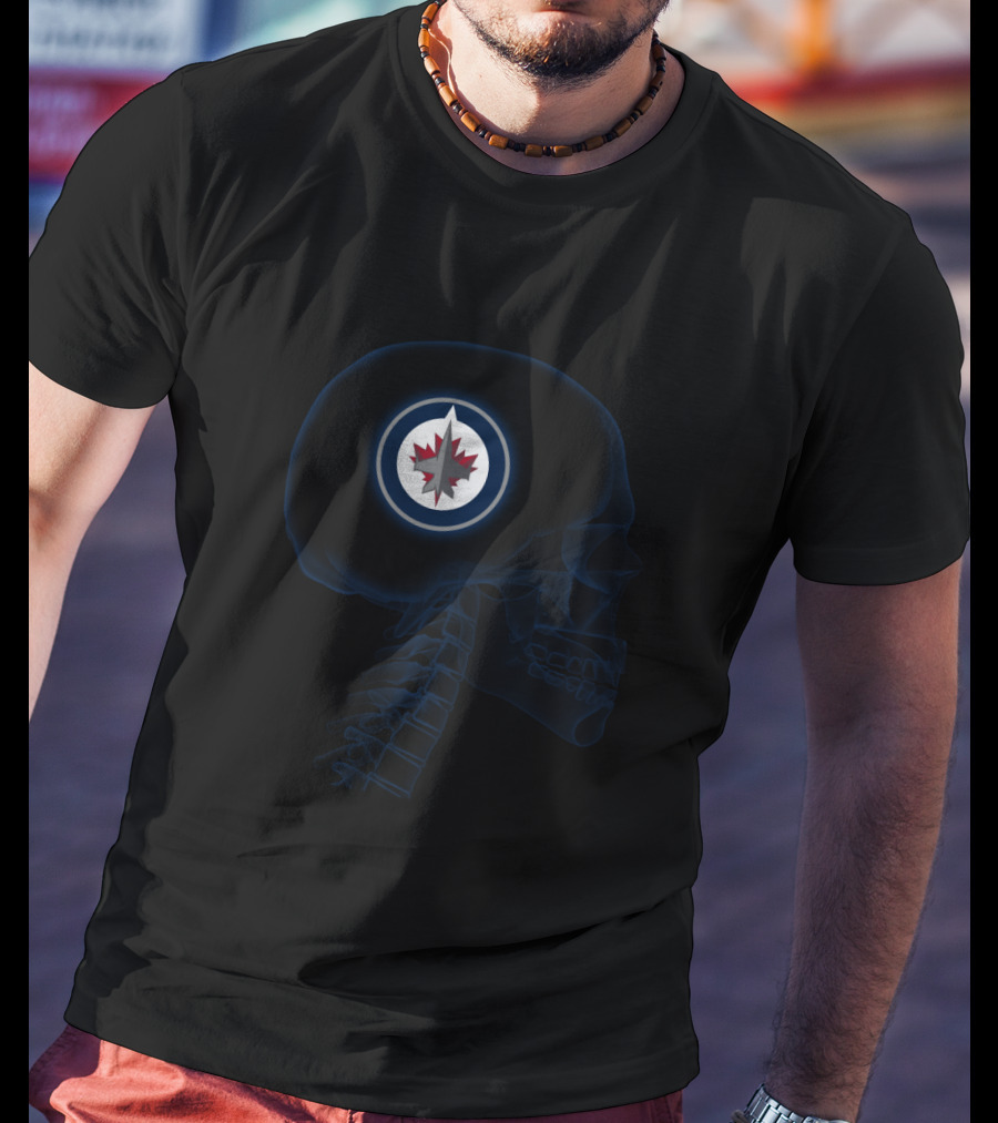 Winnipeg Jets Brain Logo Skull T-Shirt