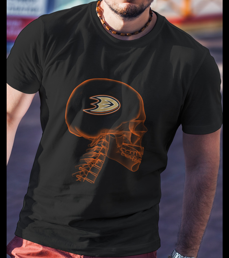 Anaheim Ducks Logo In Brain Skull X-Ray T-Shirt