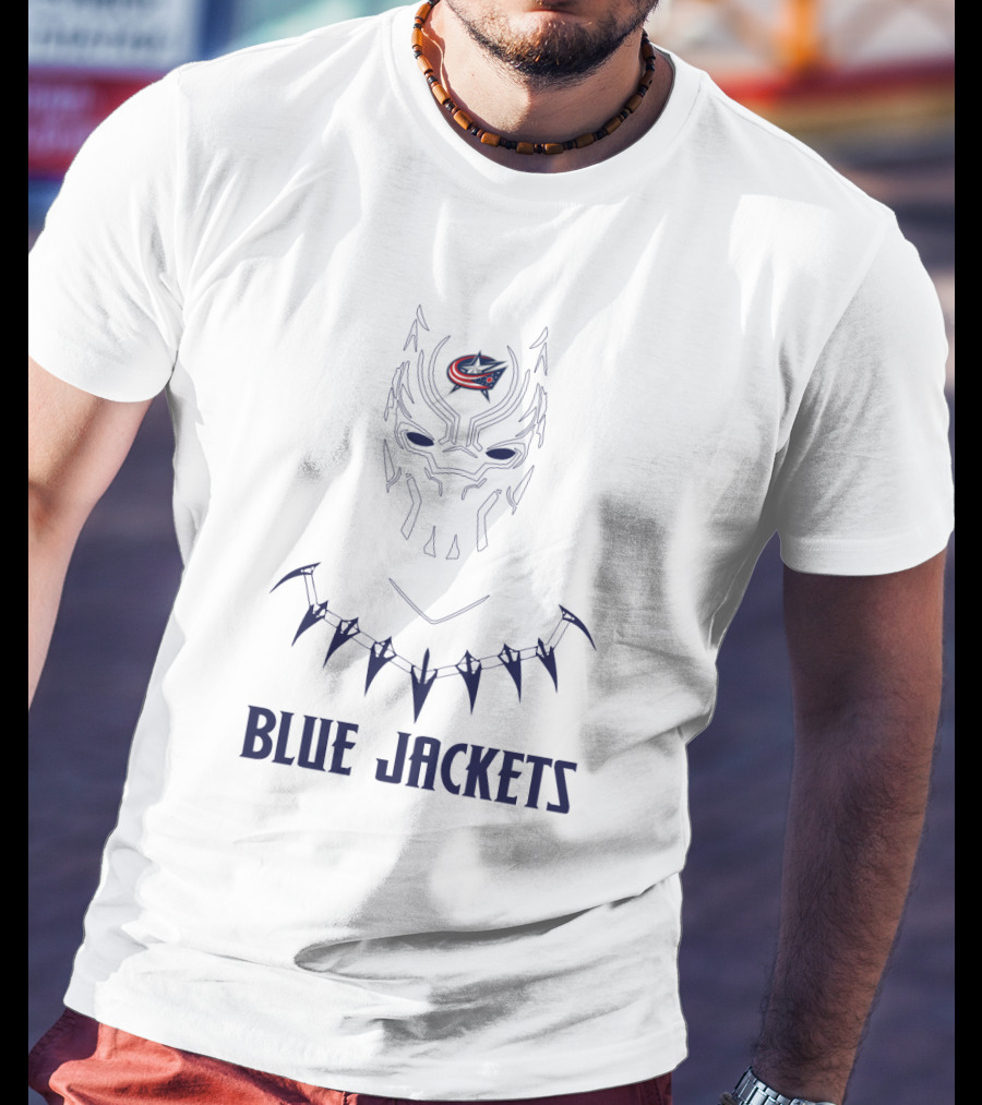 Columbus Blue Jackets Logo On Black Panther Mask T-Shirt
