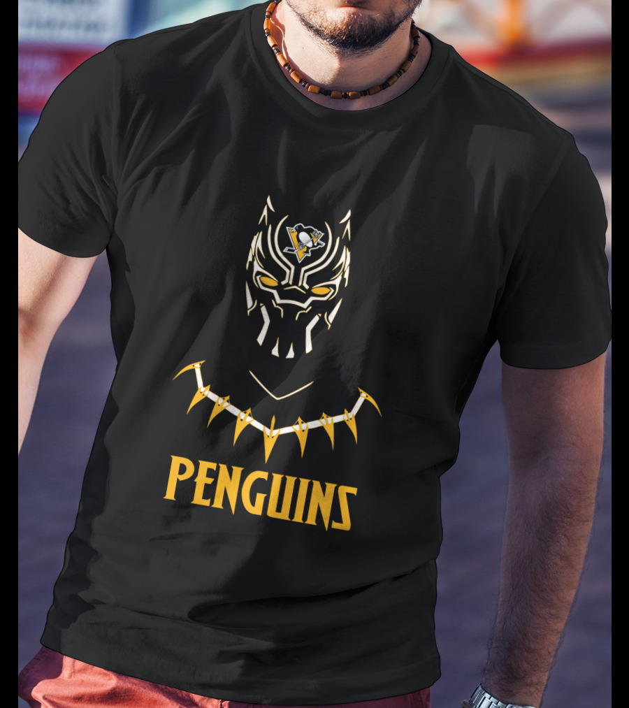 Pittsburgh Penguins Black Panther Mask Fans T-Shirt