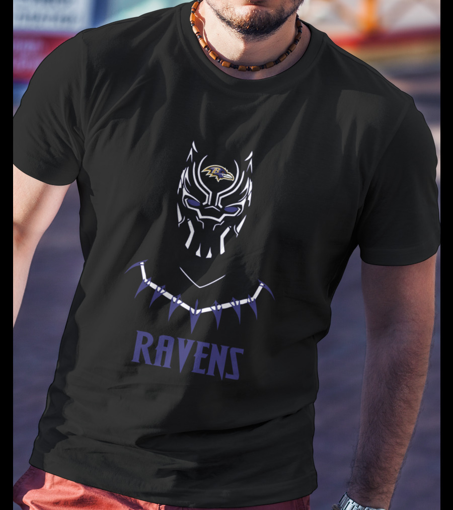 Black Panther Baltimore Ravens Fans Ravens Mask T-Shirt