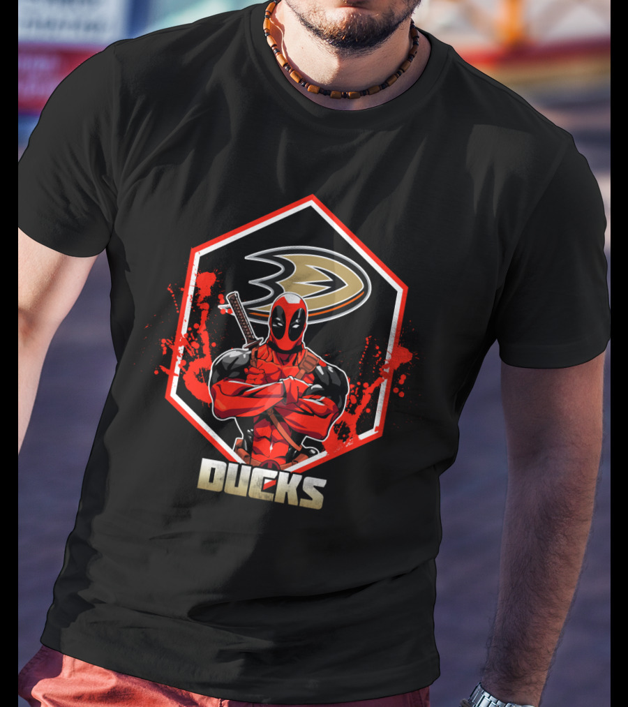 Deadpool Anaheim Ducks Crossover Fan Art T-Shirt