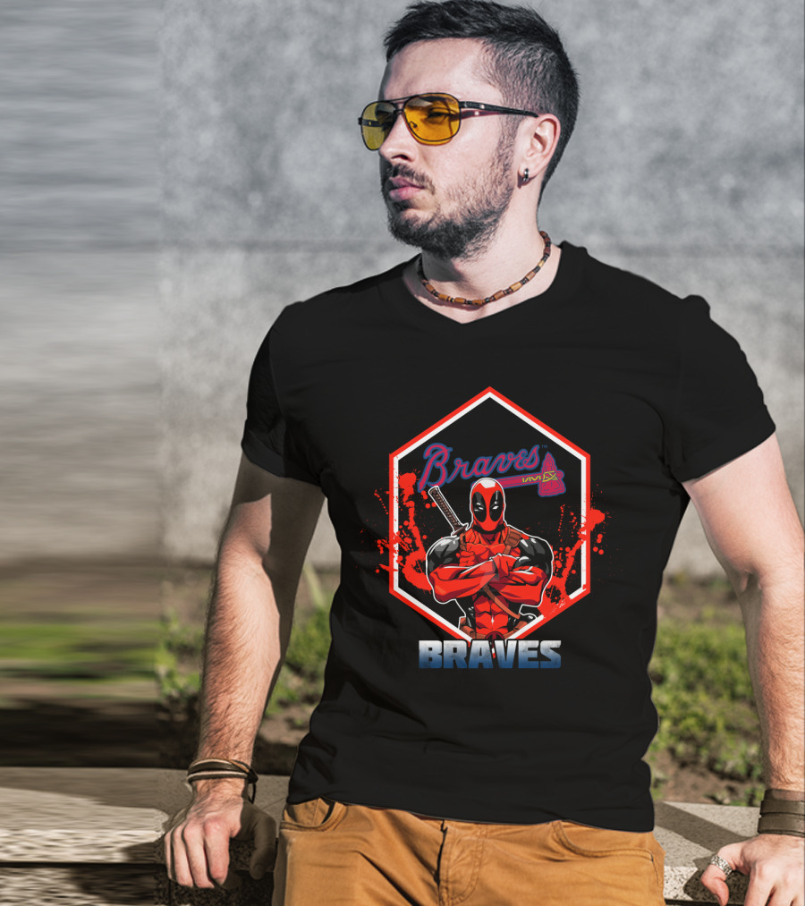 Deadpool Braves Crossover With Atlanta Braves Baseball Fan T-Shirt