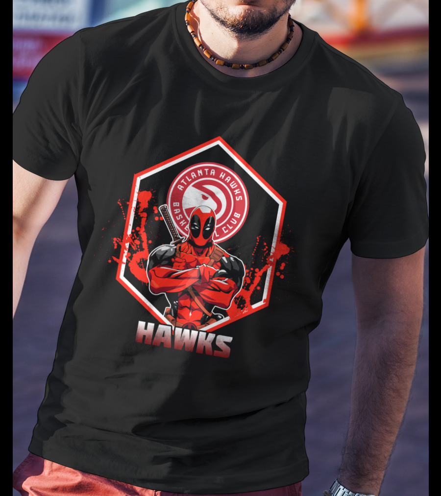 Deadpool Atlanta Hawks Bash Club Fans T-Shirt
