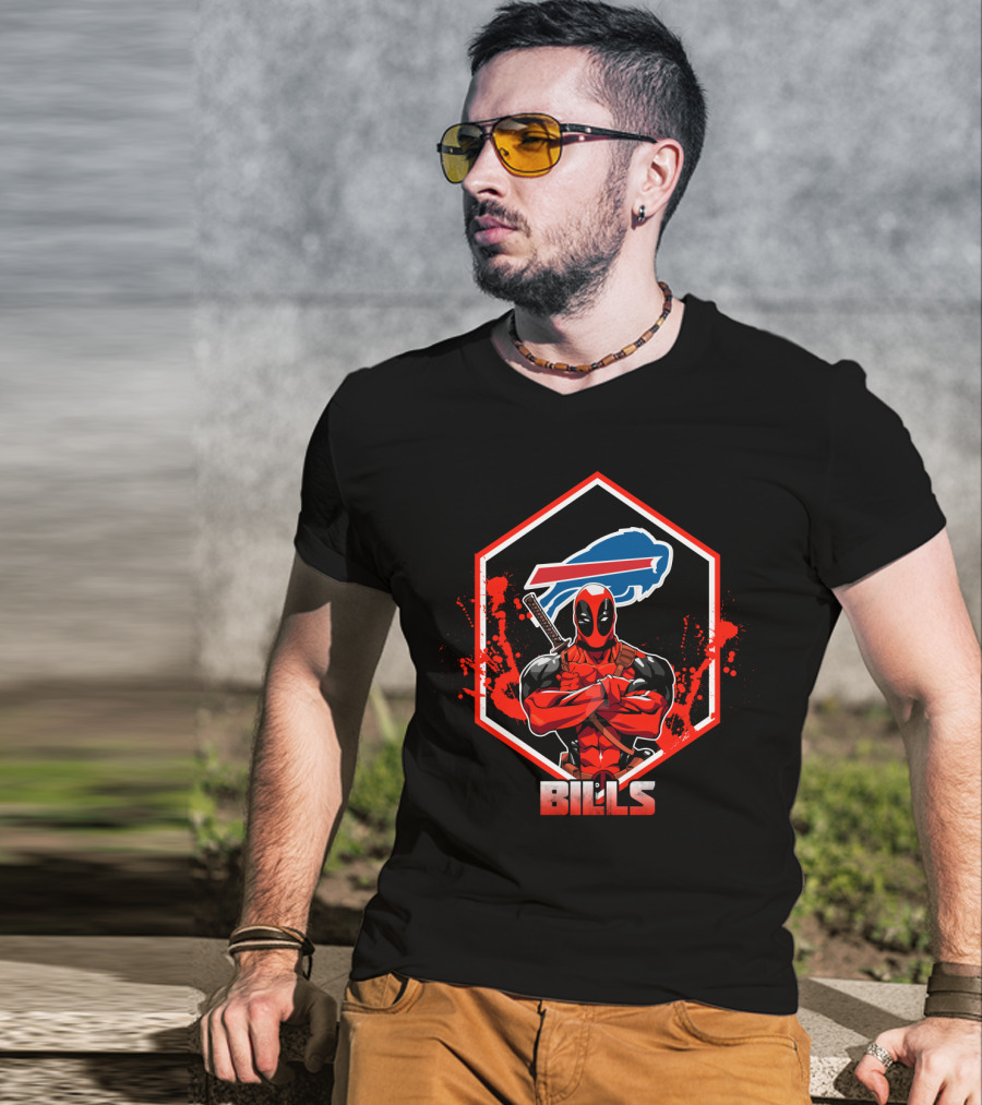 Deadpool Buffalo Bills Fans Crossover T-Shirt