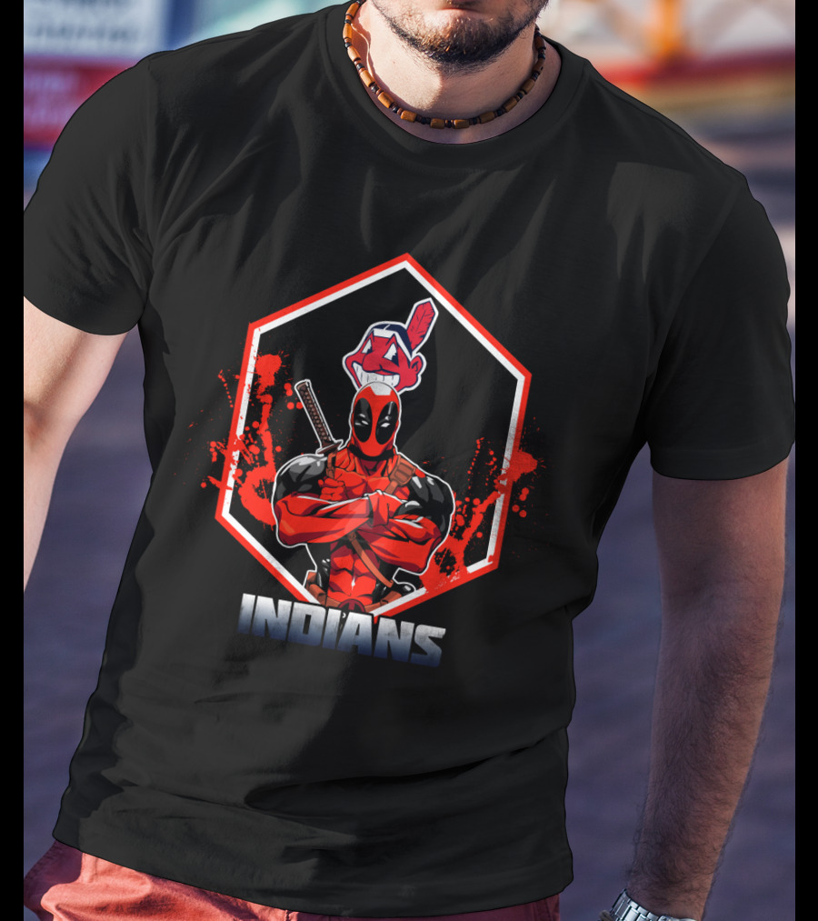 Deadpool Indians Fans Baseball Themed T-Shirt