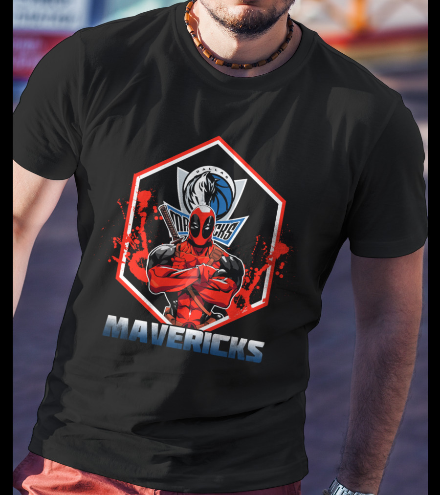 Deadpool Dallas Mavericks Fans Crossover T-Shirt