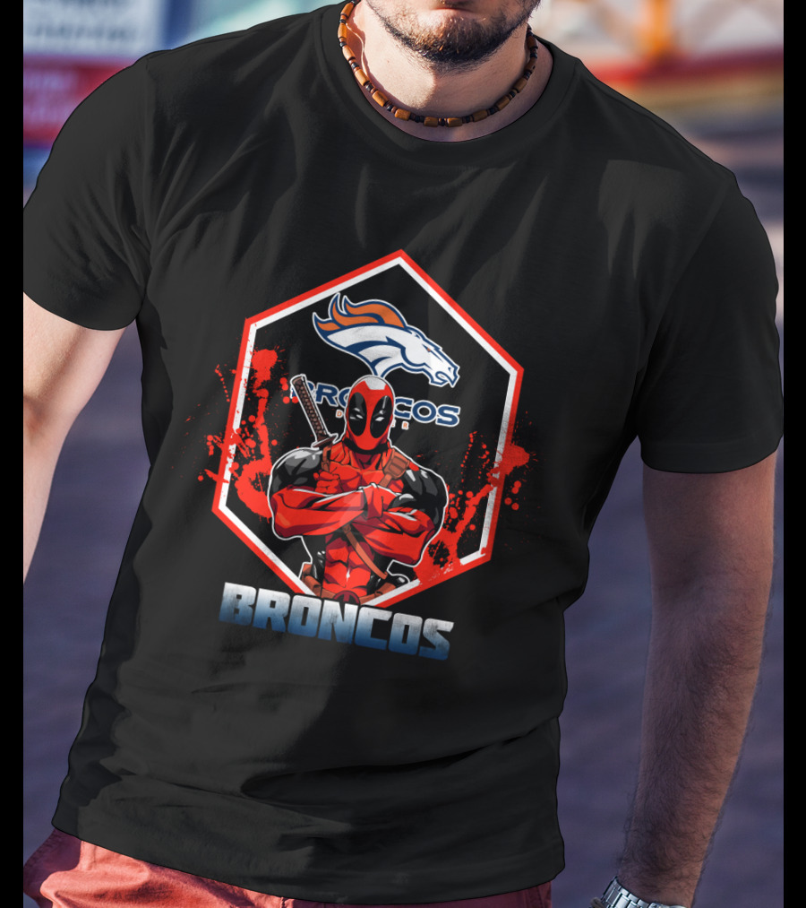 Deadpool Broncos Fans Hexagon T-Shirt