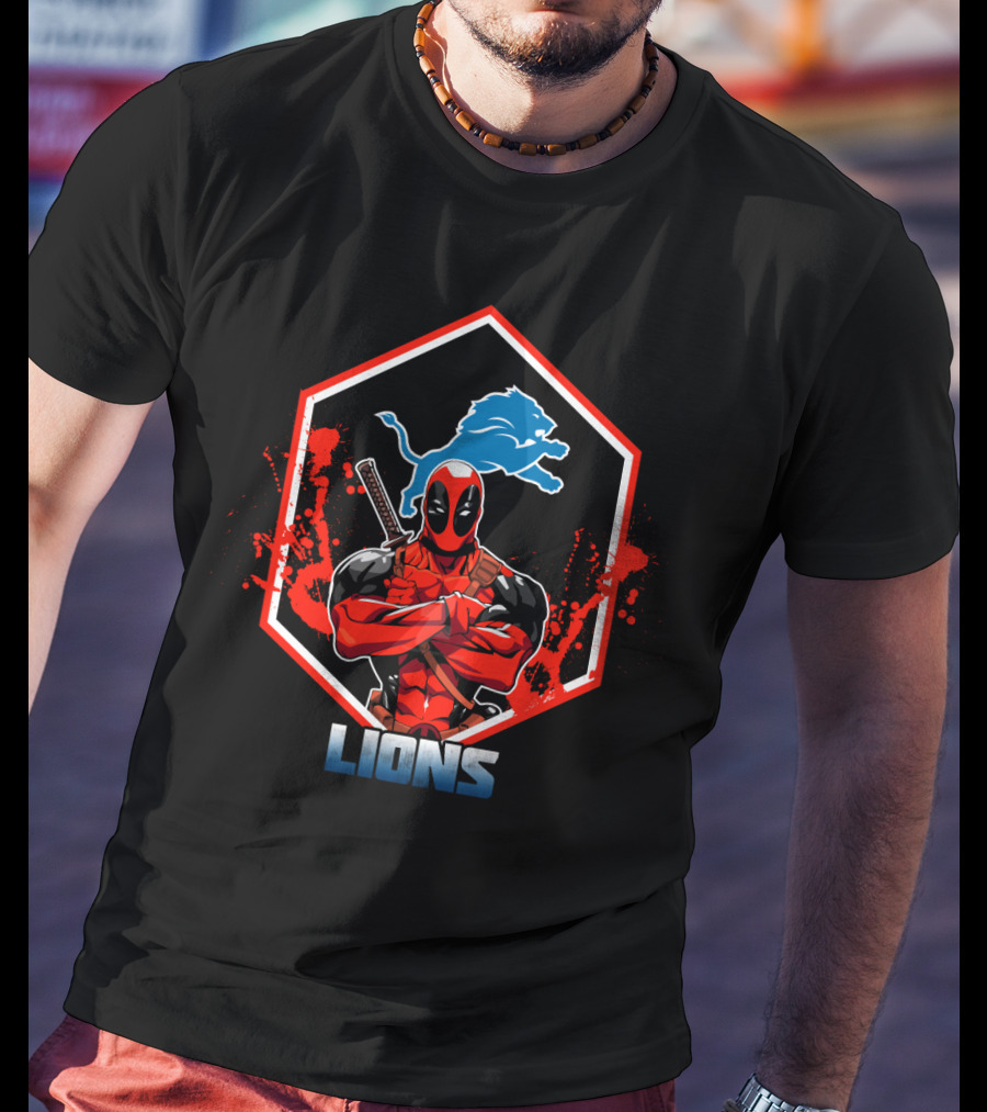 Deadpool Lions Football Crossover Fans T-Shirt
