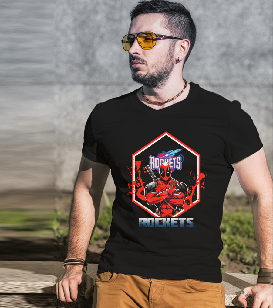 Deadpool Houston Rockets Marvel Crossover T-Shirt