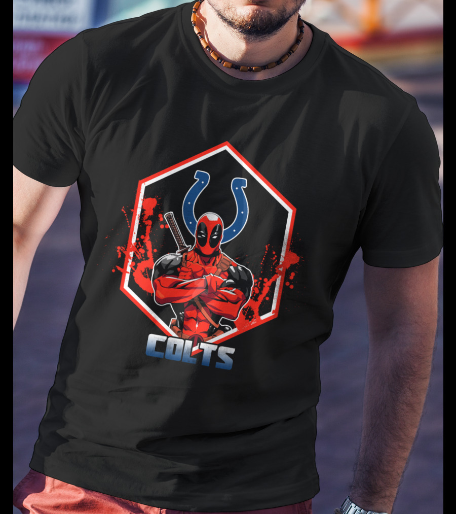 Deadpool Colts Logo Fan Crossover T-Shirt