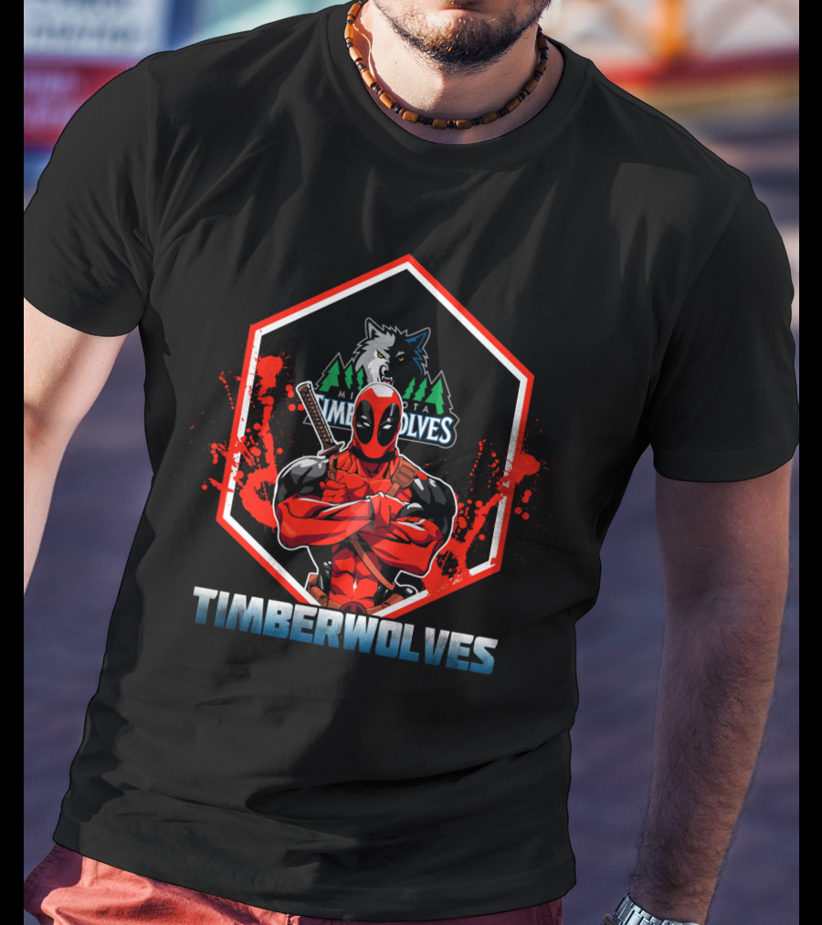 Deadpool Minnesota Timberwolves Logo Crossover Fans T-Shirt