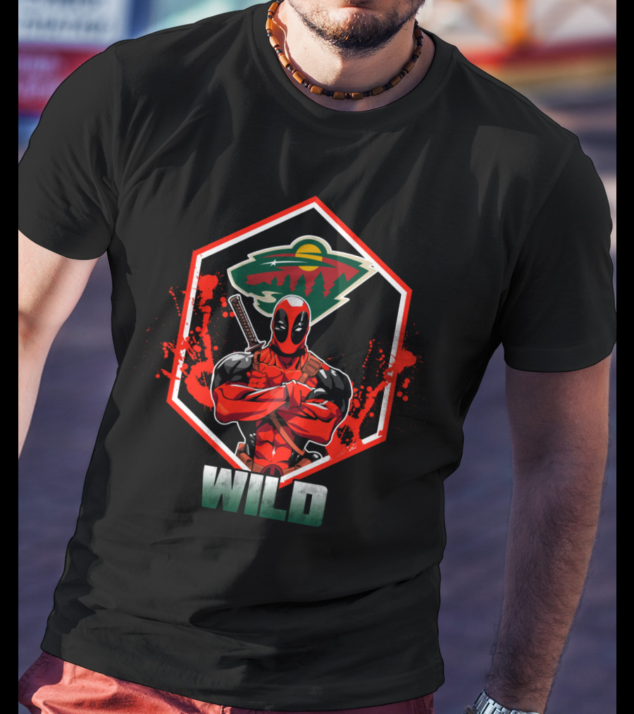 Deadpool Minnesota Wild Crossover Logo Fan T-Shirt