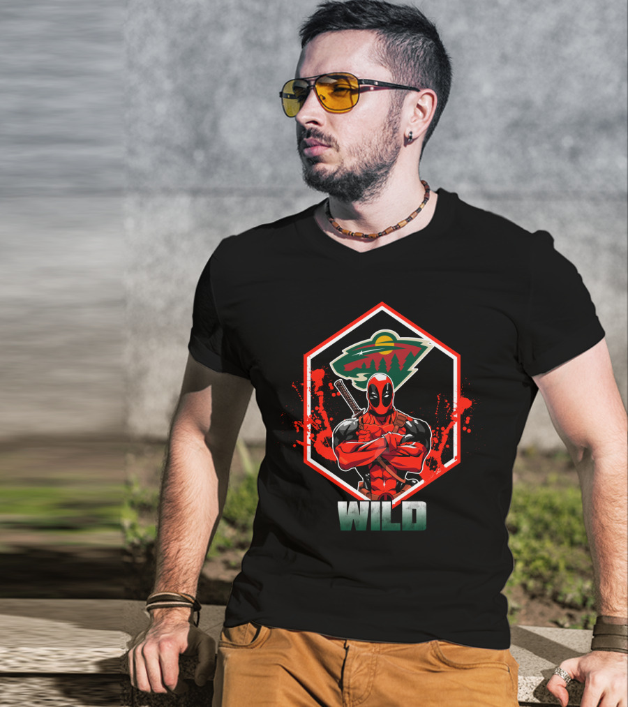 Deadpool Minnesota Wild Crossover Logo Fan T-Shirt