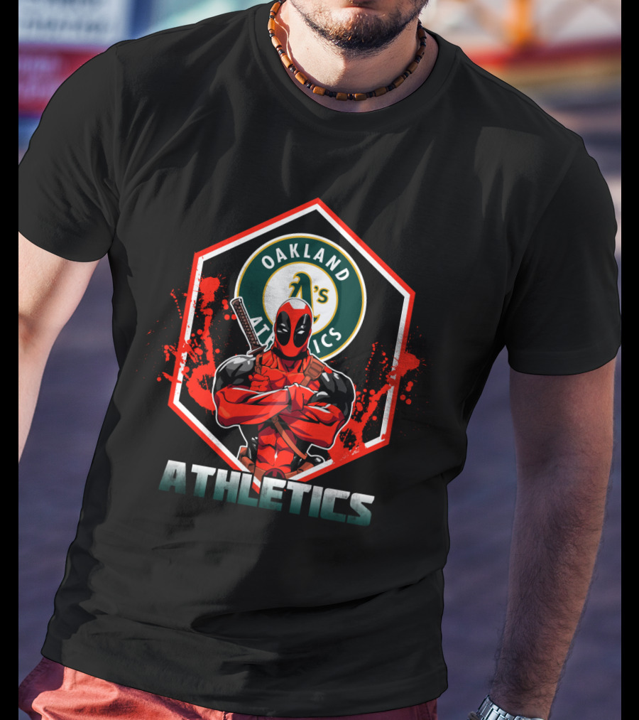 Deadpool Oakland Athletics A's Logo Crossover Fan T-Shirt