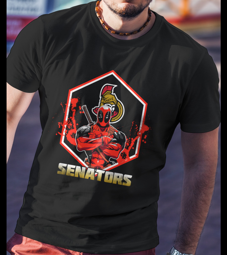 Deadpool Ottawa Senators NHL Crossover Fan T-Shirt