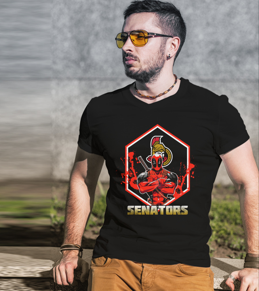 Deadpool Ottawa Senators NHL Crossover Fan T-Shirt