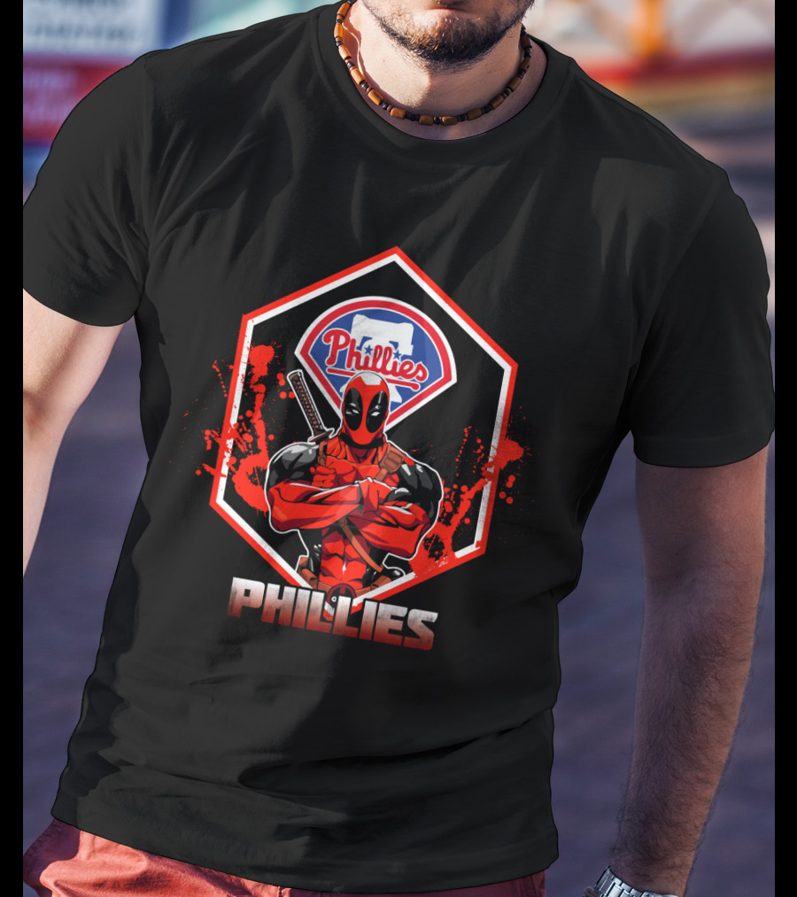 Deadpool Phillies Crossover Fan Art With Logo And Swords T-Shirt