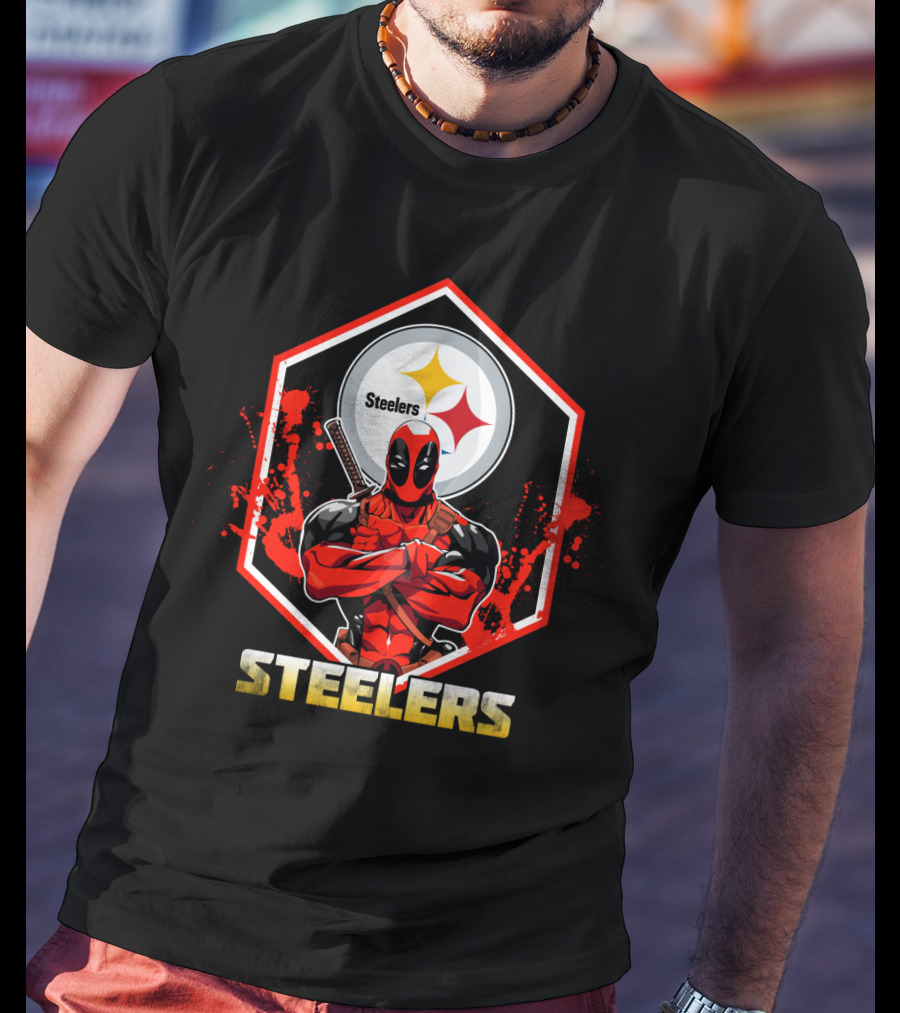 Deadpool Steelers Fans Comic Crossover T-Shirt