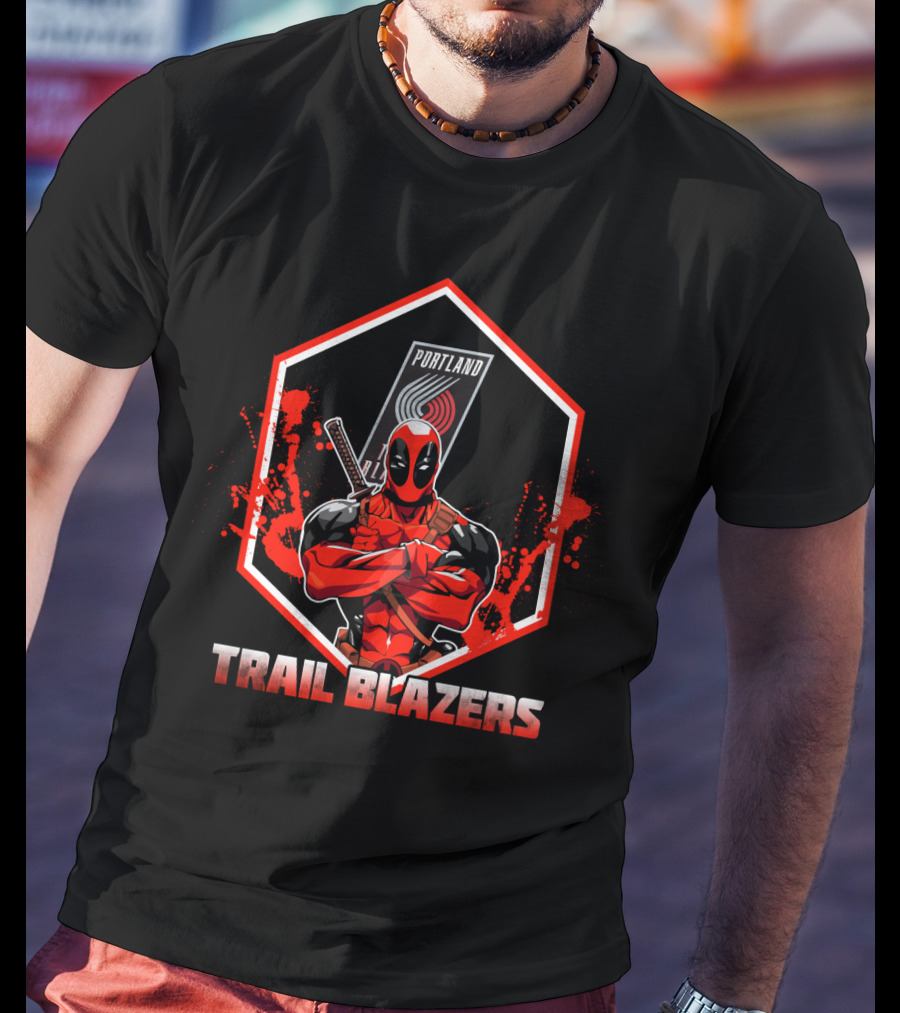Deadpool Portland Trail Blazers Fan Mashup T-Shirt