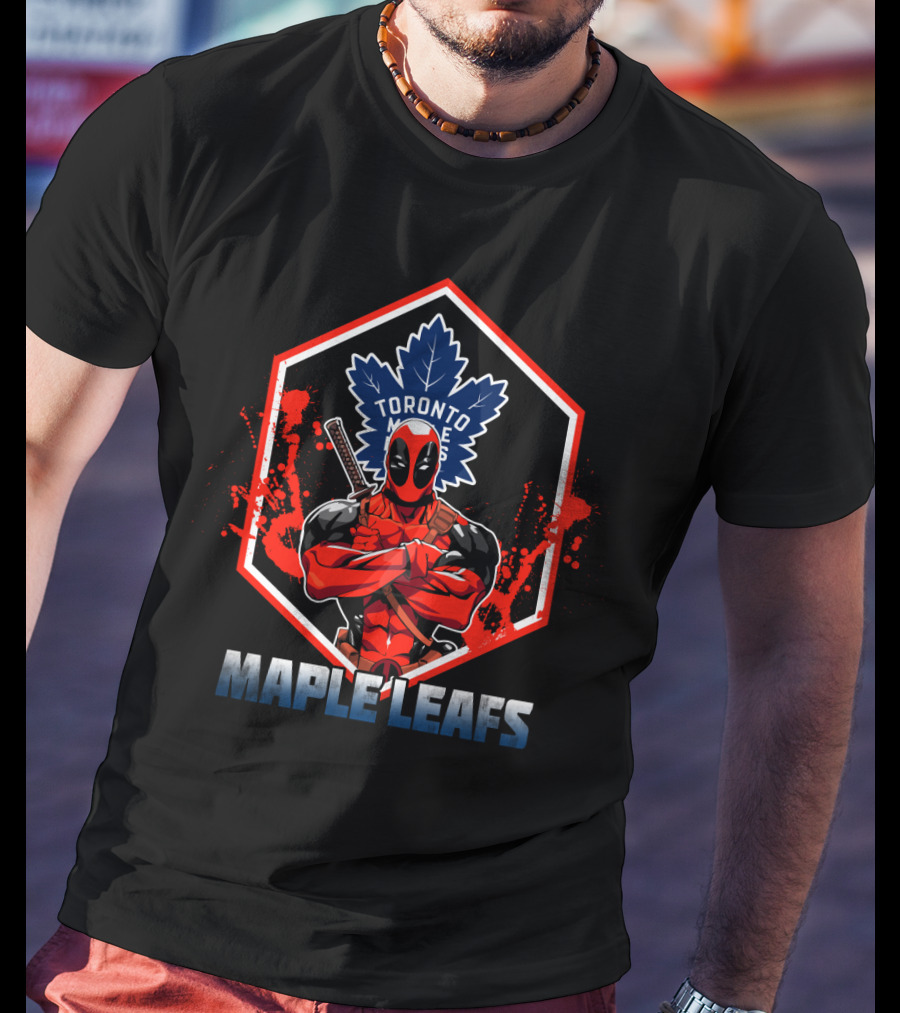 Deadpool Toronto Maple Leafs Logo Crossover Fan T-Shirt
