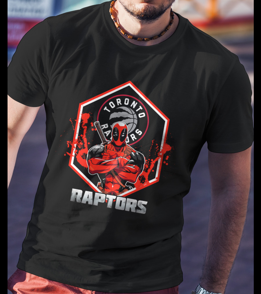 Deadpool Toronto Raptors Collaboration Fan Crossover T-Shirt