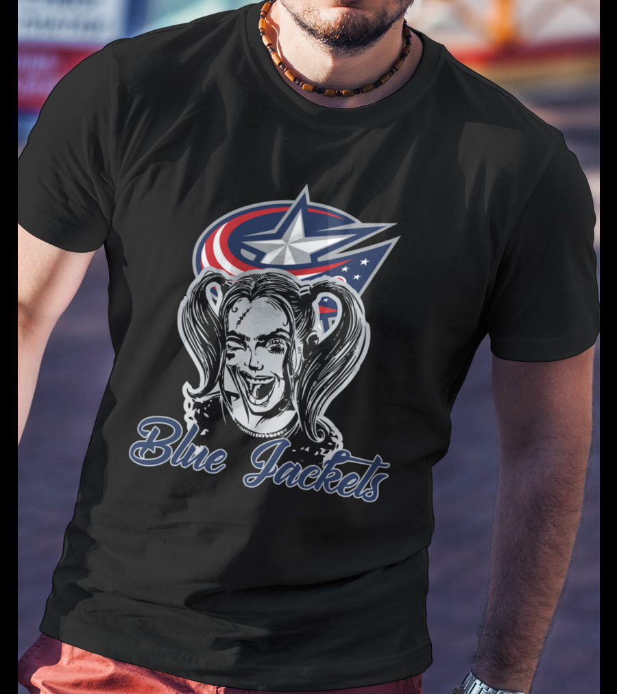 Harley Quinn & Columbus Blue Jackets Fan Blue Jackets T-Shirt