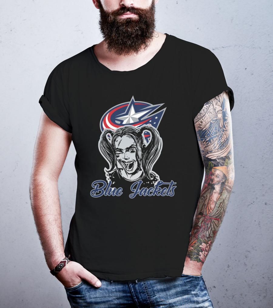 Harley Quinn & Columbus Blue Jackets Fan Blue Jackets T-Shirt
