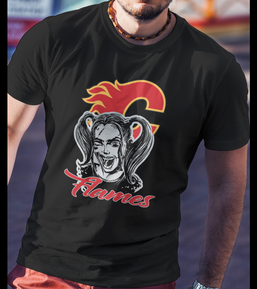 Harley Quinn Flames Calgary Fans T-Shirt